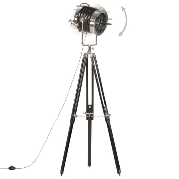 vidaXL Golvlampa svart massivt mangoträ 171 cm