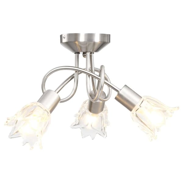 vidaXL Taklampe gjennomsiktige glasskjermer for 3 E14 lyspærer tulipan