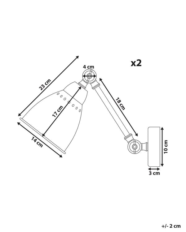 Set med 2 grafitgråa Metallvägglampor ø 14 cm Rund Justerbar Arm Industriell Lampskärm