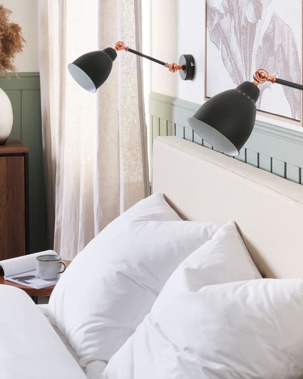 Set med 2 grafitgråa Metallvägglampor ø 14 cm Rund Justerbar Arm Industriell Lampskärm