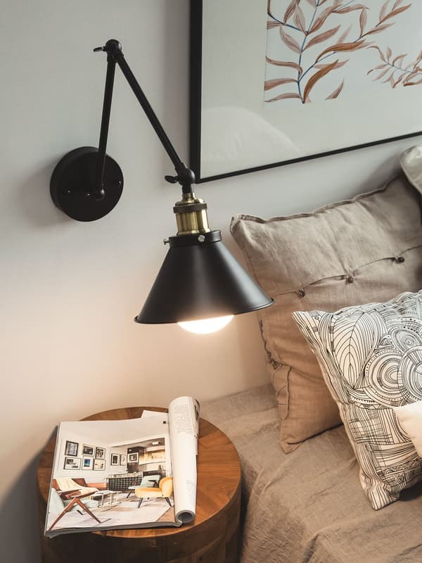 Vägglampa 2 st Svart Metall Justerbar Arm Industriell