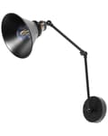 Miniatyrbild 5 av 10: Vägglampa 2 st Svart Metall Justerbar Arm Industriell