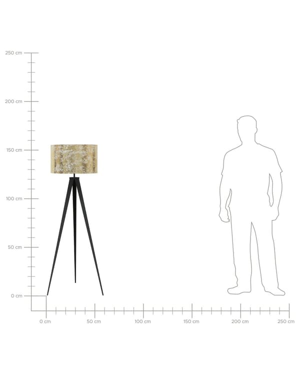 Gulvlampe Guld 156H cm Sort Metal Stativ Ben Trommeskærm Moderne Design