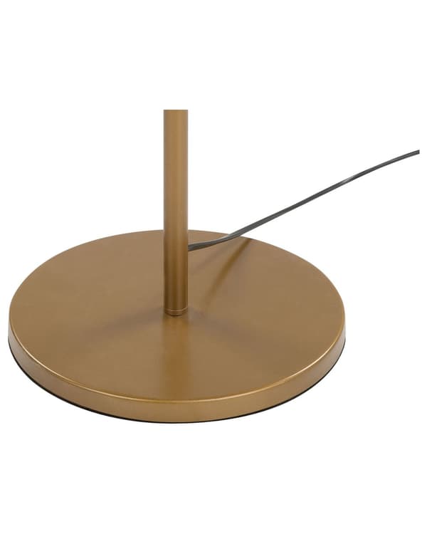Gulvlampe Guld Metal blank pulverlakeret 153H cm med 3 runde hvide skærme afgiver beroligende diffust lys i høj kvalitet