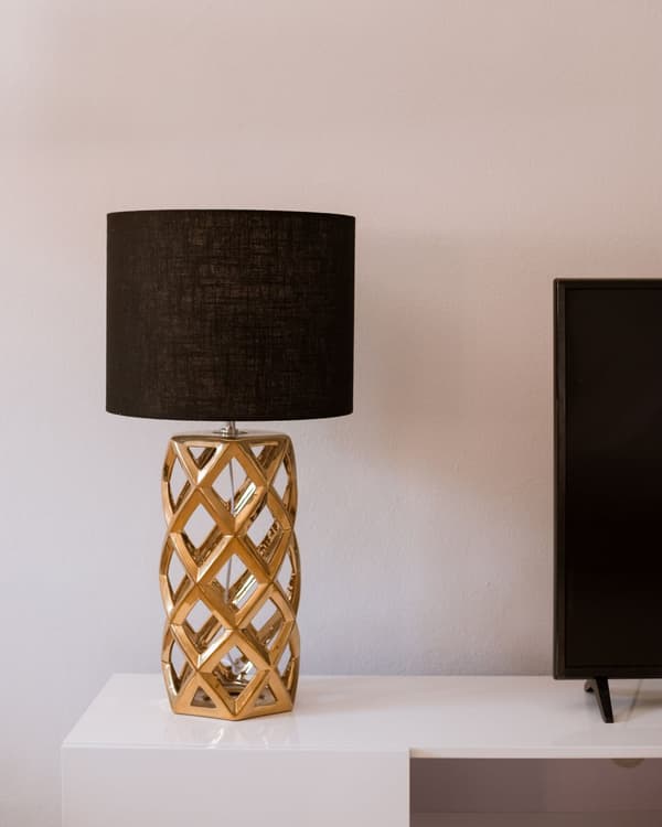 Bordlampe Guld Metal med Sort Skærm