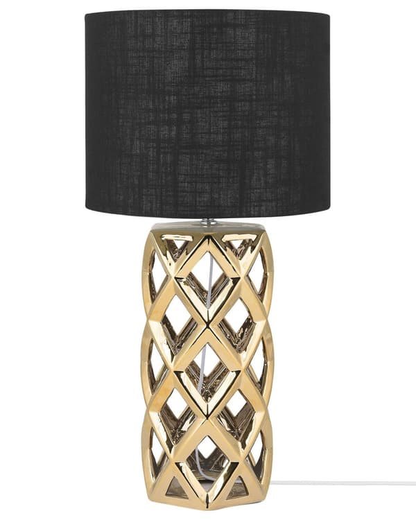 Bordlampe Guld Metal med Sort Skærm
