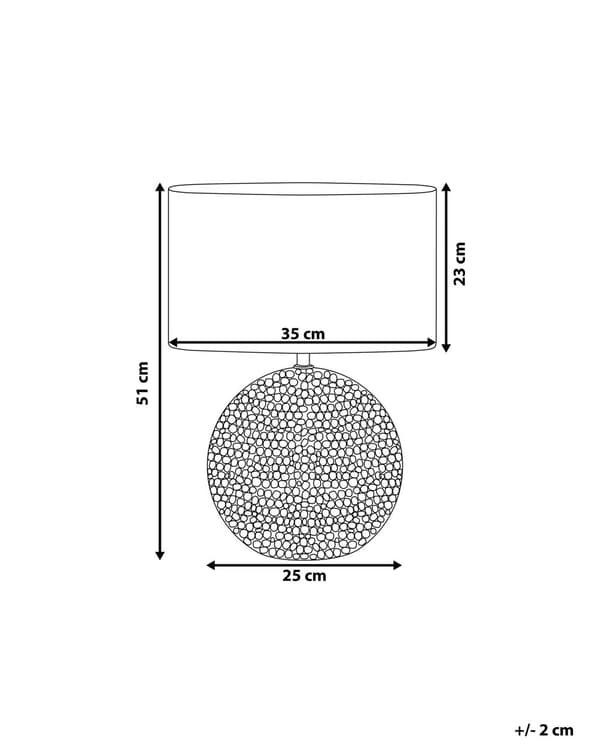 Bordlampe Sølv Keramisk Blank Base Polyester Trommeskærm Glamorøst Design