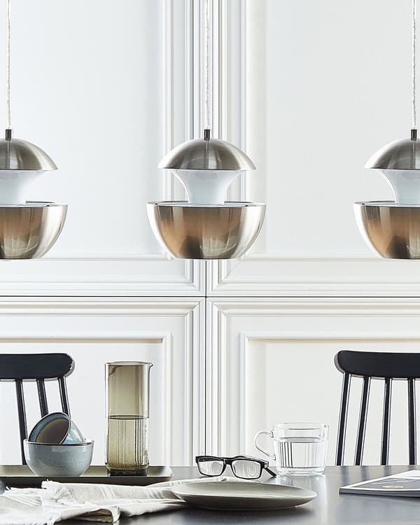 Pendel Lampe Sølv Metal Hvid 180 x 20 cm Rund Kugleformet Moderne Hængende Køkkenbelysning over Spisebord Stue Sofabord Design Tilbehør