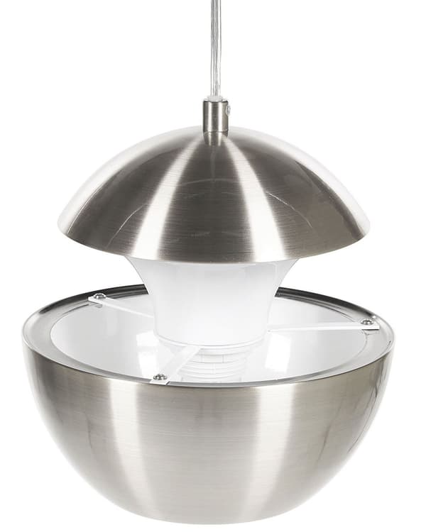 Pendel Lampe Sølv Metal Hvid 180 x 20 cm Rund Kugleformet Moderne Hængende Køkkenbelysning over Spisebord Stue Sofabord Design Tilbehør