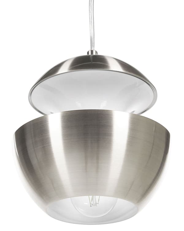 Pendel Lampe Sølv Metal Hvid 180 x 20 cm Rund Kugleformet Moderne Hængende Køkkenbelysning over Spisebord Stue Sofabord Design Tilbehør