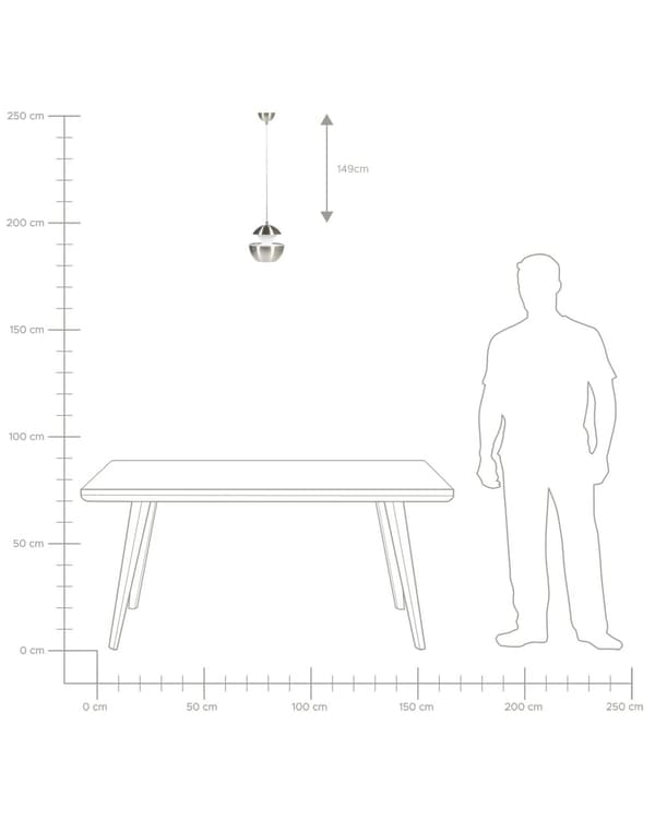 Pendel Lampe Sølv Metal Hvid 180 x 20 cm Rund Kugleformet Moderne Hængende Køkkenbelysning over Spisebord Stue Sofabord Design Tilbehør