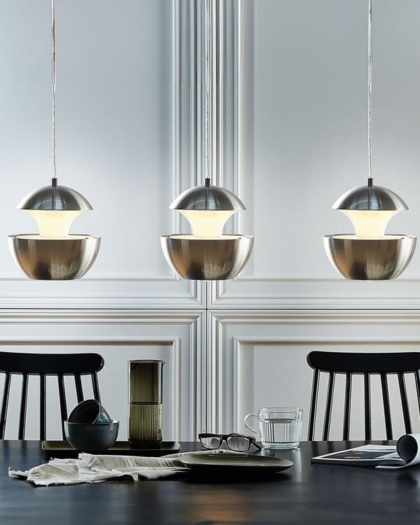 Pendel Lampe Sølv Metal Hvid 180 x 20 cm Rund Kugleformet Moderne Hængende Køkkenbelysning over Spisebord Stue Sofabord Design Tilbehør