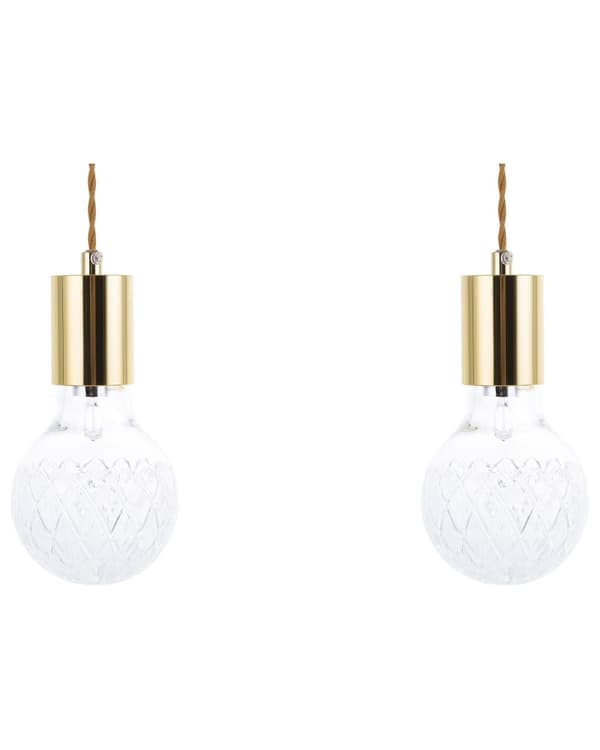 Sæt med 2 pendellamper Glas Guld Minimalistisk Industripære