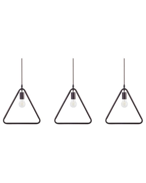 Sæt med 3 Hængelamper Brun Metal Geometrisk Ramme Udendørs Minimalistisk Pære