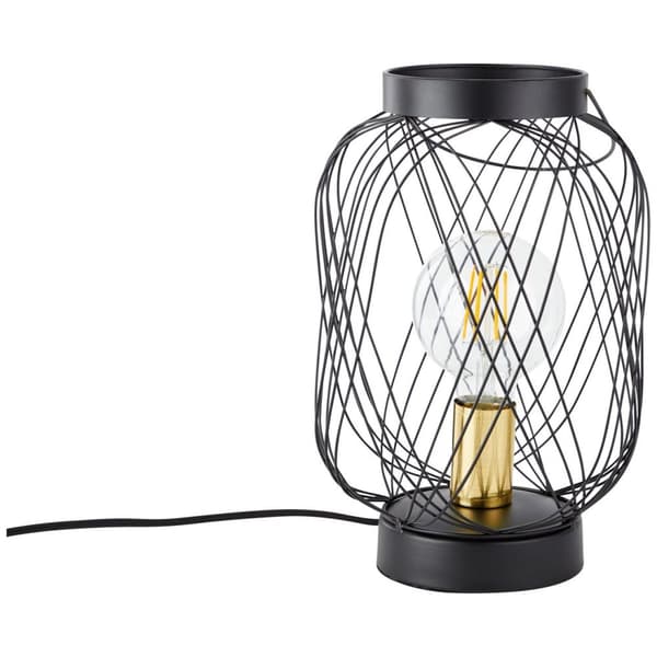 BRILLIANT lampa Brogan bordslampa svart / borstad mässing | 1x A60, E27, 60W, lämplig för normala lampor (ingår ej) | Skala A ++ till E | Lämplig för
