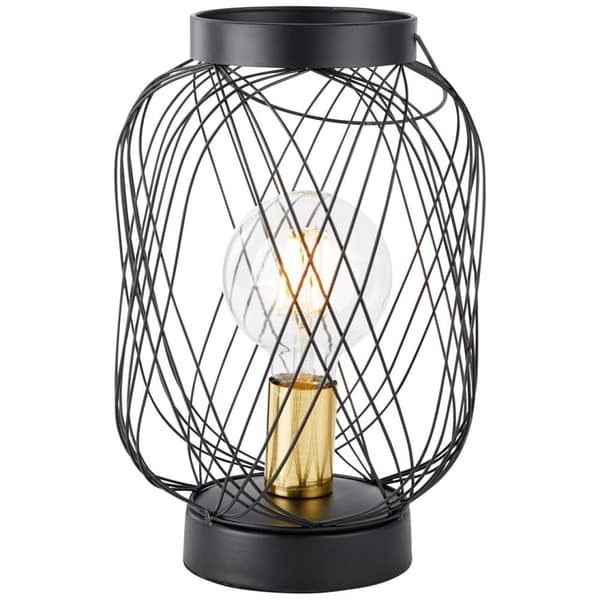 BRILLIANT lampa Brogan bordslampa svart / borstad mässing | 1x A60, E27, 60W, lämplig för normala lampor (ingår ej) | Skala A ++ till E | Lämplig för
