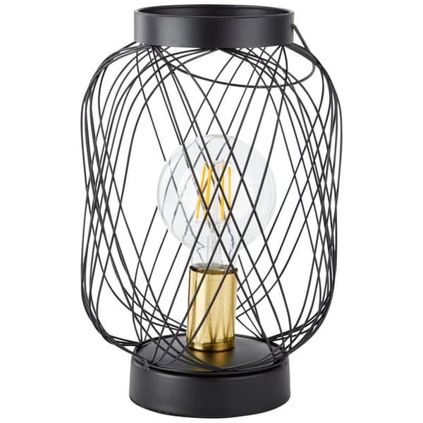 BRILLIANT lampa Brogan bordslampa svart / borstad mässing | 1x A60, E27, 60W, lämplig för normala lampor (ingår ej) | Skala A ++ till E | Lämplig för