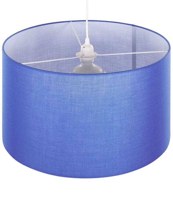 Pendel Lampe Blå Polstret ø 45 x 157 cm Dekorativ Hængelampe med Cylinder Lampeskærm Moderne Spisebordslampe til Køkken Design Retro