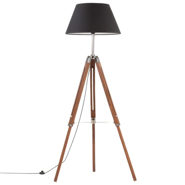 vidaXL Gulvlampe med stativ honningbrun og svart heltre teak 141 cm