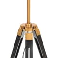 Miniatyrbild 5 av 9: vidaXL Golvlampa svart och guld massivt teakträ 141 cm