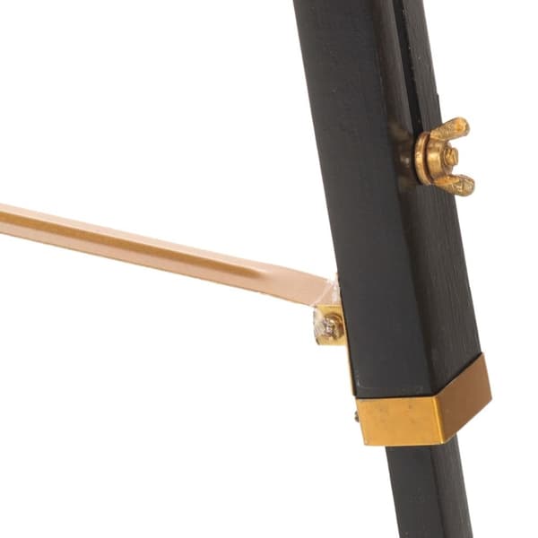 vidaXL Golvlampa svart och guld massivt teakträ 141 cm