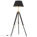 Miniatyrbild 2 av 9: vidaXL Golvlampa svart och guld massivt teakträ 141 cm