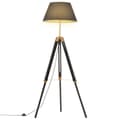 Miniatyrbild 1 av 9: vidaXL Golvlampa svart och guld massivt teakträ 141 cm