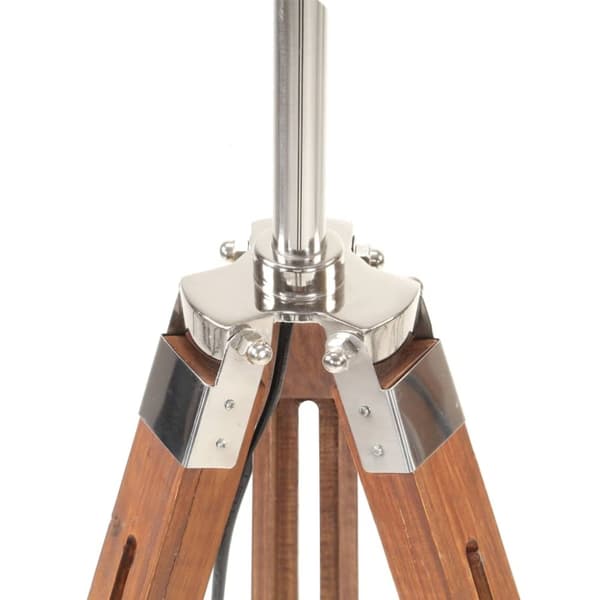 vidaXL gulvlampe med trefod 141 cm massivt teaktræ honningbrun og sort