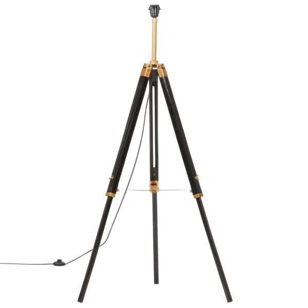 vidaXL Kolmijalkavalaisin musta ja kulta täysi tiikki 141 cm