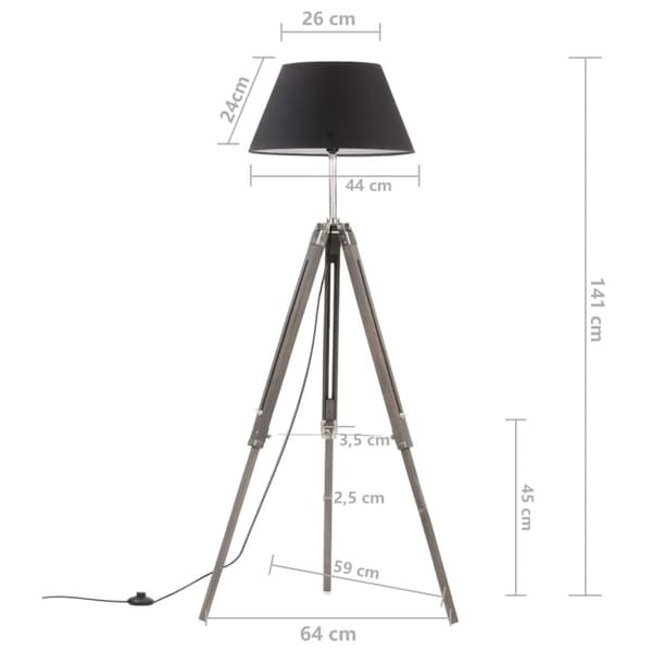 vidaXL Kolmijalkavalaisin musta ja kulta täysi tiikki 141 cm