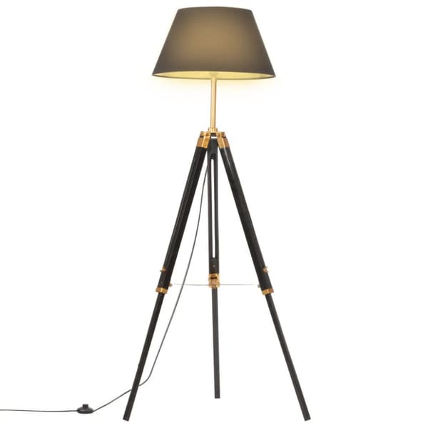 vidaXL Kolmijalkavalaisin musta ja kulta täysi tiikki 141 cm