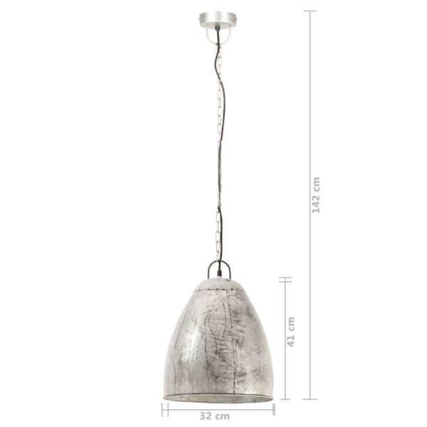 vidaXL industriel hængelampe 25 W rund 32 cm E27 sølvfarvet
