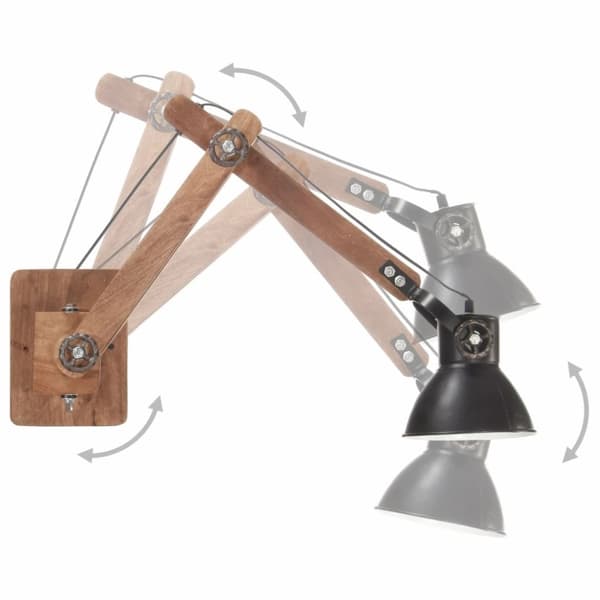 vidaXL Vegglampe i industriell stil svart rund E27