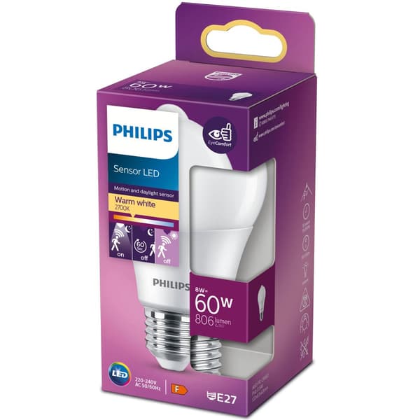 LED E27 Normal 60W Bevægelsessensor 806lm