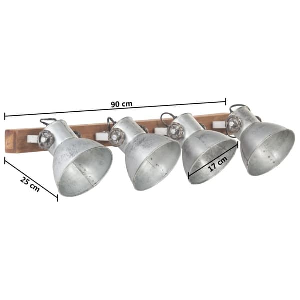 vidaXL industriel væglampe 90x25 cm E27 sølvfarvet