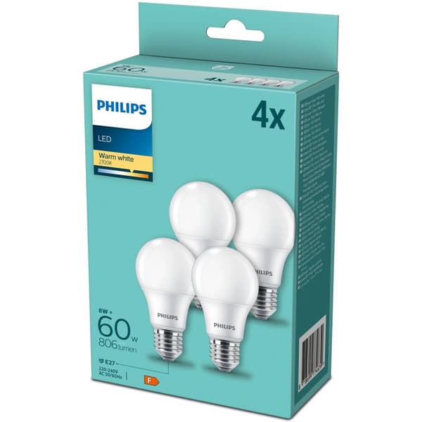 4-pakning LED E27 Normal Frost 60W 806lm