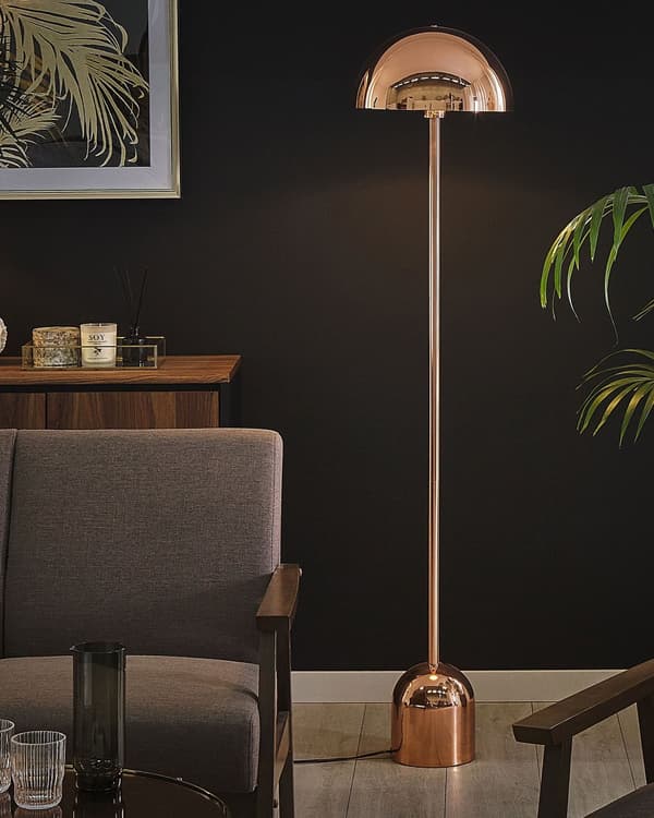 Gulvlampe Kobber Metal Blank ø 36 x 158 cm Rund Dekorativ Standerlampe Energi Efficient Stue Kontor Soveværelse Retro Moderne Stå Lampe
