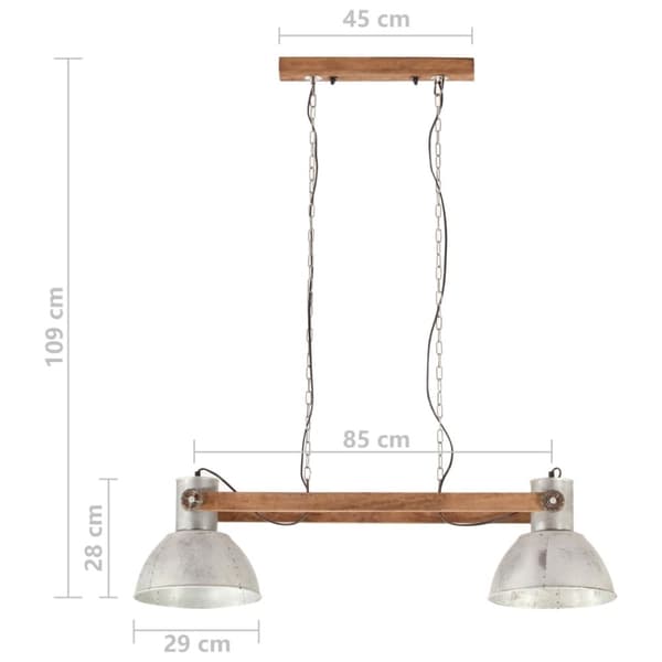 vidaXL Industriell hengelampe 25 W sølv 109 cm E27