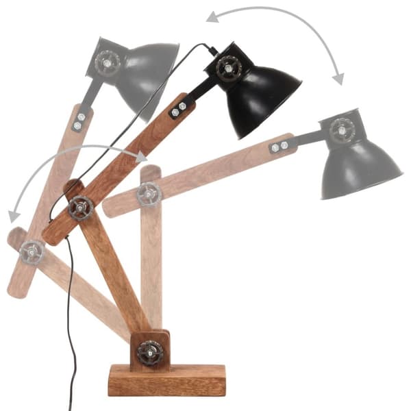 vidaXL industriel skrivebordslampe 58x18x90 cm E27 rund mat sort