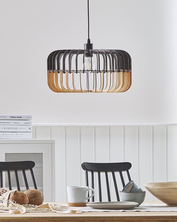 Hængelampe Pendel Lys Træ Sort Skandinavisk Design