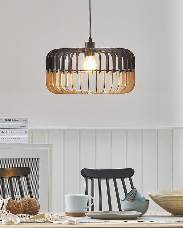 Hængelampe Pendel Lys Træ Sort Skandinavisk Design