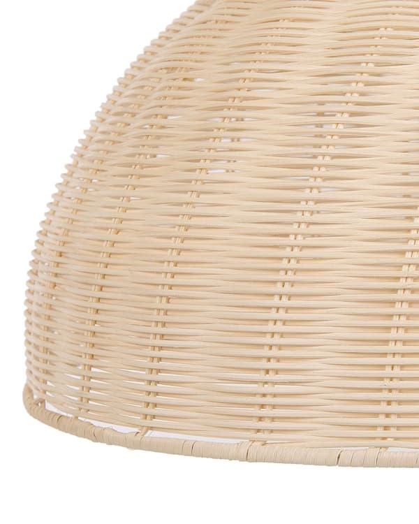 Hængelampe Rattan Beige Natur og PVC Metal 117x50 cm Klokkeformet Flet Skærm Boho Rustik Design med beroligende Lys af Høj Kvalitet