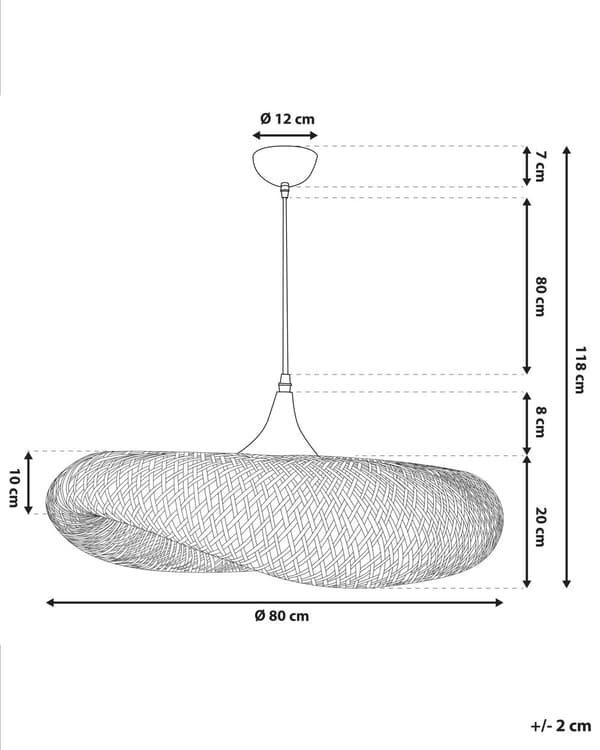 Pendel Lampe Lyst Bambustræ med Sølv Metal ø 80 cm Boho Design Flet i Oval Bølge Skærm Stue Køkken over Spisebord Indretning Beroligende Lys
