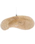 Miniatyrbillede 5 af 9: Pendel Lampe Lyst Bambustræ med Sølv Metal ø 80 cm Boho Design Flet i Oval Bølge Skærm Stue Køkken over Spisebord Indretning Beroligende Lys