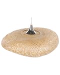 Miniatyrbillede 6 af 9: Pendel Lampe Lyst Bambustræ med Sølv Metal ø 80 cm Boho Design Flet i Oval Bølge Skærm Stue Køkken over Spisebord Indretning Beroligende Lys