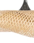 Miniatyrbillede 7 af 9: Pendel Lampe Lyst Bambustræ med Sølv Metal ø 80 cm Boho Design Flet i Oval Bølge Skærm Stue Køkken over Spisebord Indretning Beroligende Lys