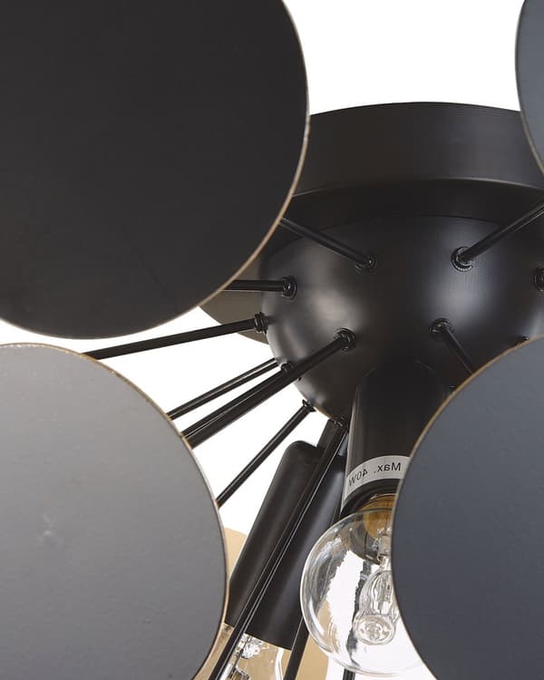 Loftslampe Guld og Sort Metal Halvkugle Skygge af Cirkler 2 Pærer Industriel Design