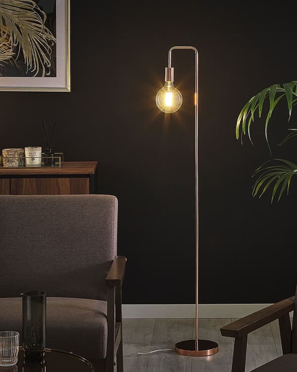 Gulvlampe Kobber Metal Glans Finish Udsat pære Industriel