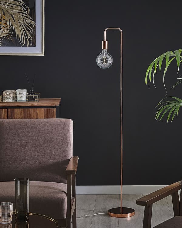 Gulvlampe Kobber Metal Glans Finish Udsat pære Industriel