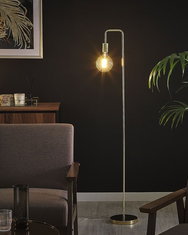 Gulvlampe Guld Metal Glans Finish Udsat pære Industriel